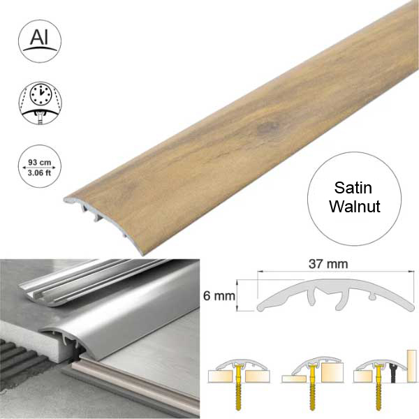 Aluminium Door Threshold Strip 37mm Wood Effect Floor Edging Strip