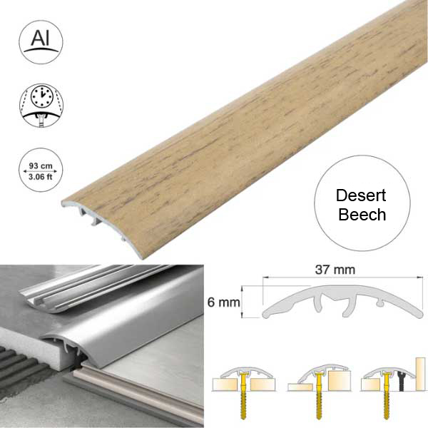 Aluminium Door Threshold Strip 37mm Wood Effect Floor Edging Strip