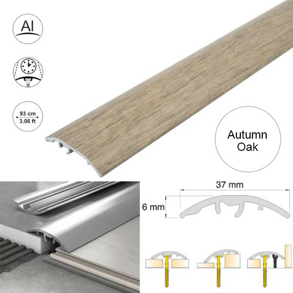 Aluminium Door Threshold Strip 37mm Wood Effect Floor Edging Strip