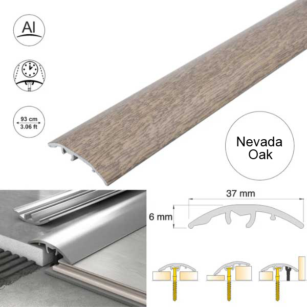 Aluminium Door Threshold Strip 37mm Wood Effect Floor Edging Strip