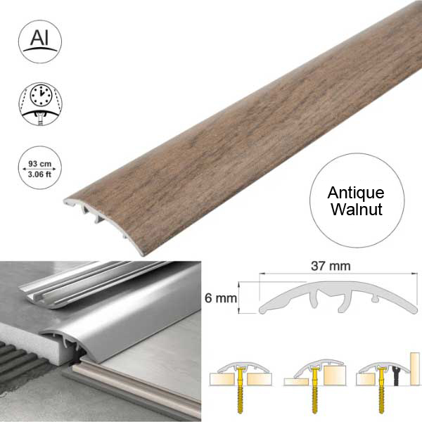 Aluminium Door Threshold Strip 37mm Wood Effect Floor Edging Strip