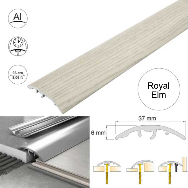 Aluminium Door Threshold Strip 37mm Wood Effect Floor Edging Strip