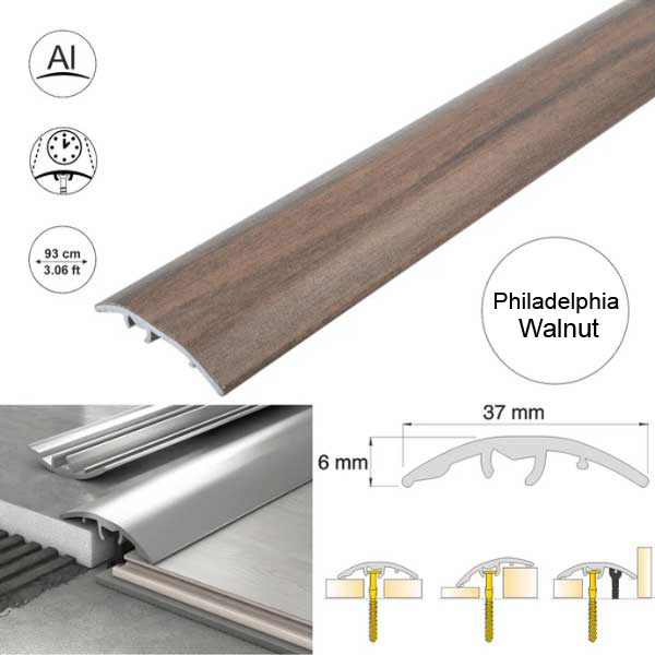 Aluminium Door Threshold Strip 37mm Wood Effect Floor Edging Strip