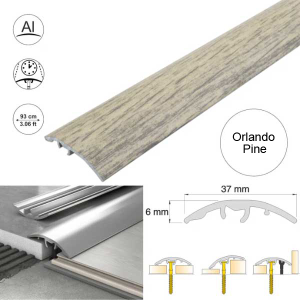 Aluminium Door Threshold Strip 37mm Wood Effect Floor Edging Strip