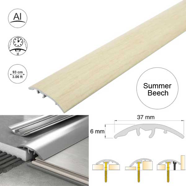 Aluminium Door Threshold Strip 37mm Wood Effect Floor Edging Strip