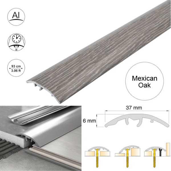 Aluminium Door Threshold Strip 37mm Wood Effect Floor Edging Strip