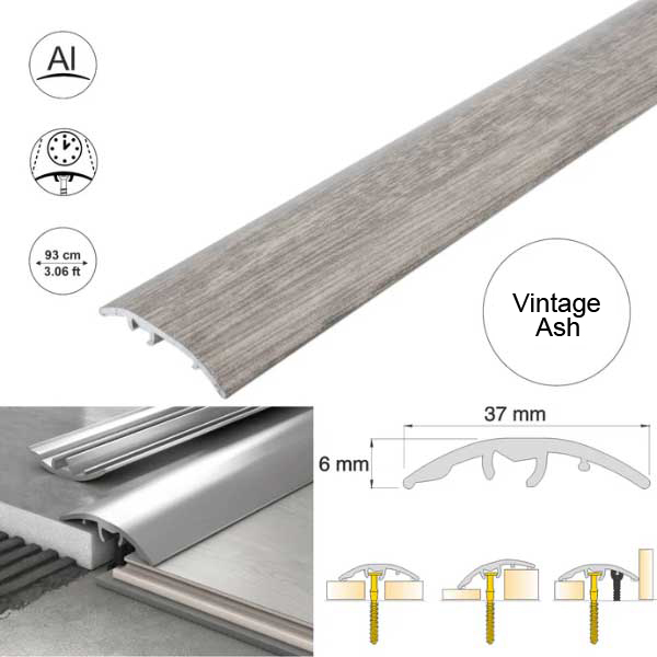 Aluminium Door Threshold Strip 37mm Wood Effect Floor Edging Strip