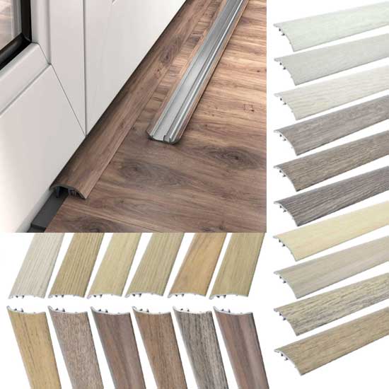Aluminium Door Threshold Strip 37mm Wood Effect Floor Edging Strip