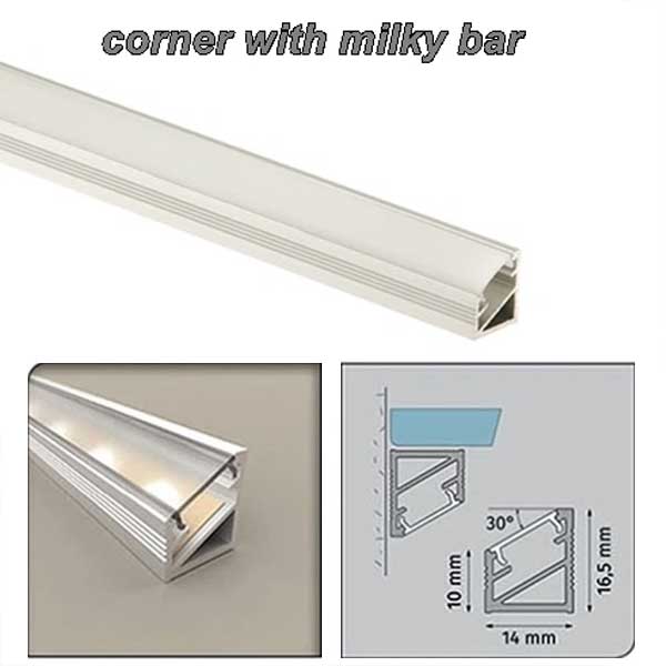 Aluminium Edge Channel With PVC Corner Trim For LED Profile