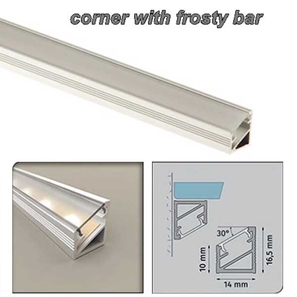 Aluminium Edge Channel With PVC Corner Trim For LED Profile