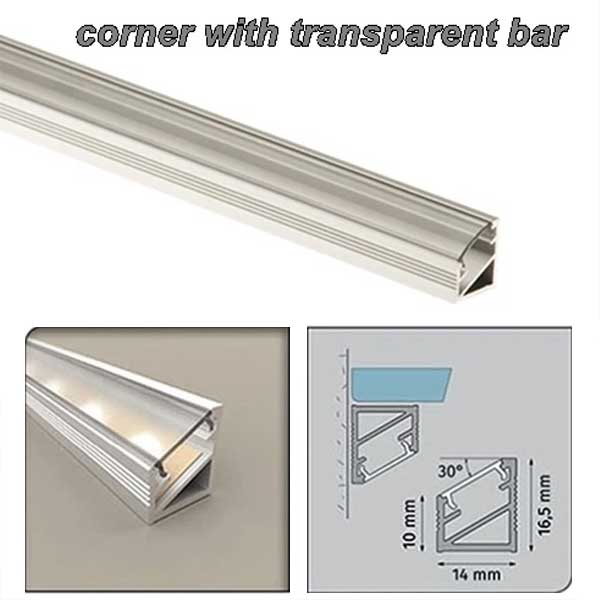 Aluminium Edge Channel With PVC Corner Trim For LED Profile