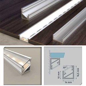 Aluminium Edge Channel With PVC Corner Trim For LED Profile