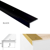 40mm x20mm Aluminum Stairs Nosing Ribbed For Stair Treads