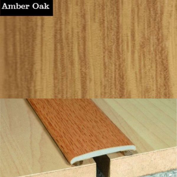 35mm Wide Flat Aluminium Wood Effect Door Thresholds Self Adhesive