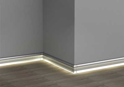 Modern office interior with sleek skirting boards enhancing walls and flooring