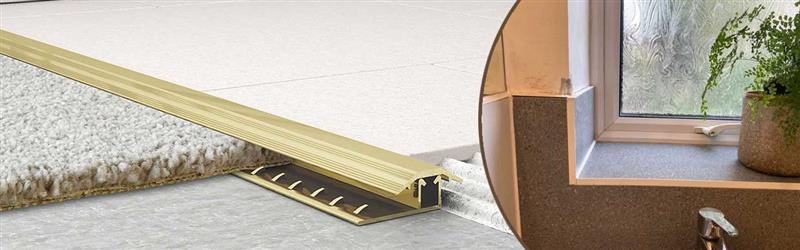 Modern commercial flooring with professional tile trim and edging bars ensuring durability and safety