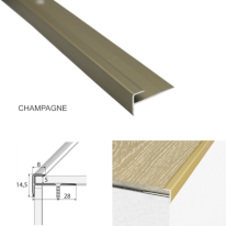 28mm x 14.5mm Aluminium Stairs Nosing For Luxury Click Vinyl For 5mm Flooring Non Slip