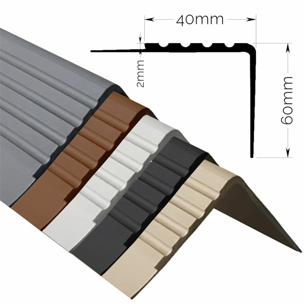 Bullnose Stair Nosings / 40mm AntiSlip Bullnose Stair Nosing Rubber Angle Step Edge PVC