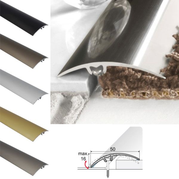 Door Thresholds / 50mm Wide Aluminium Door Floor Trim, Carpet