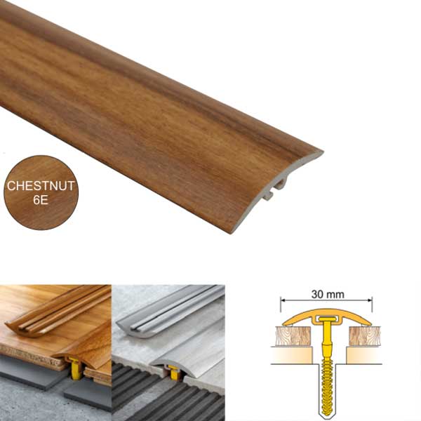 PVC Door Floor Trim 30mm Wide for Wooden, Laminate, Carpet, Vinyl or Tiled Floors
