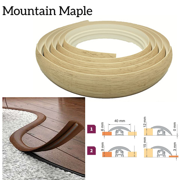40mm Wide PVC Flexible Flooring Transition Profile Door Threshold